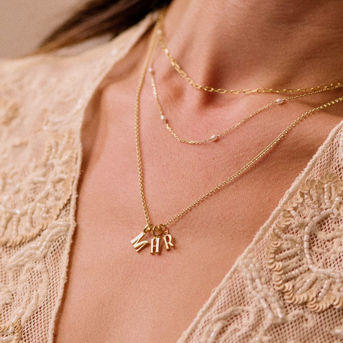 Personalised Initial Pendant Necklace 18ct Gold Plate