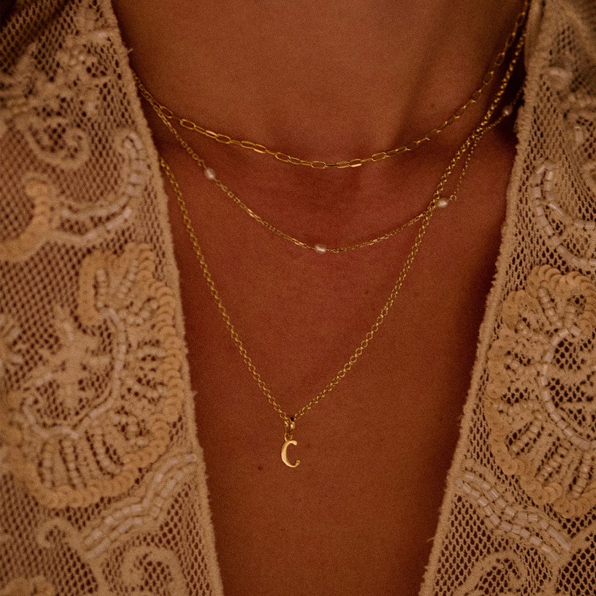 Personalised Initial Pendant Necklace 18ct Gold Plate