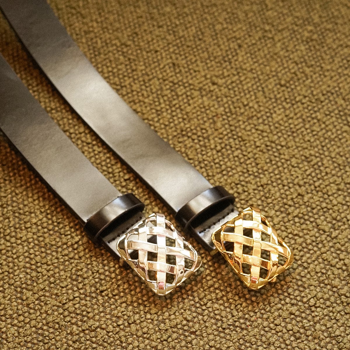 Polly Black Leather Belt 18ct Gold Plate