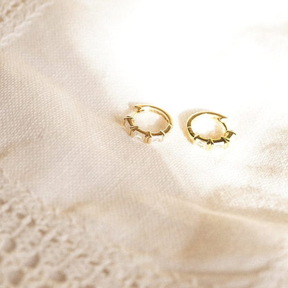 Polly Crystal Huggie Hoop Earrings 18ct Gold Plate