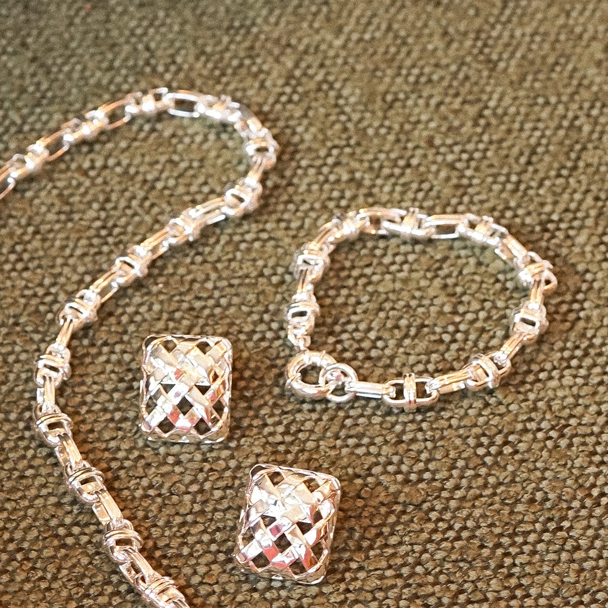 Polly Lock Chain Layering Set Silver Plate