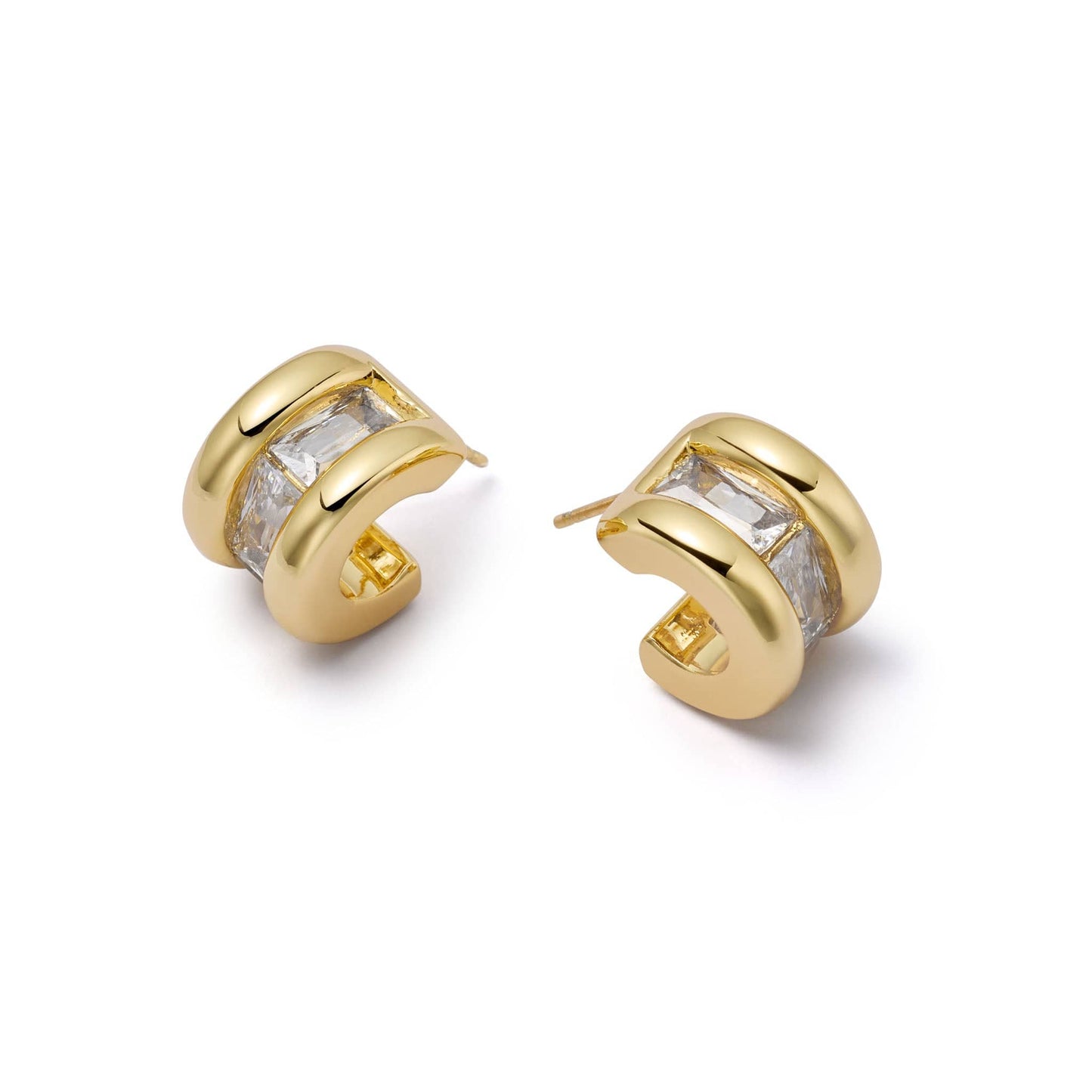 Polly Crystal Mini Hoop Earrings 18ct Gold Plate