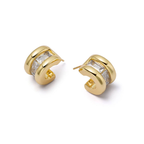 Polly Crystal Mini Hoop Earrings 18ct Gold Plate