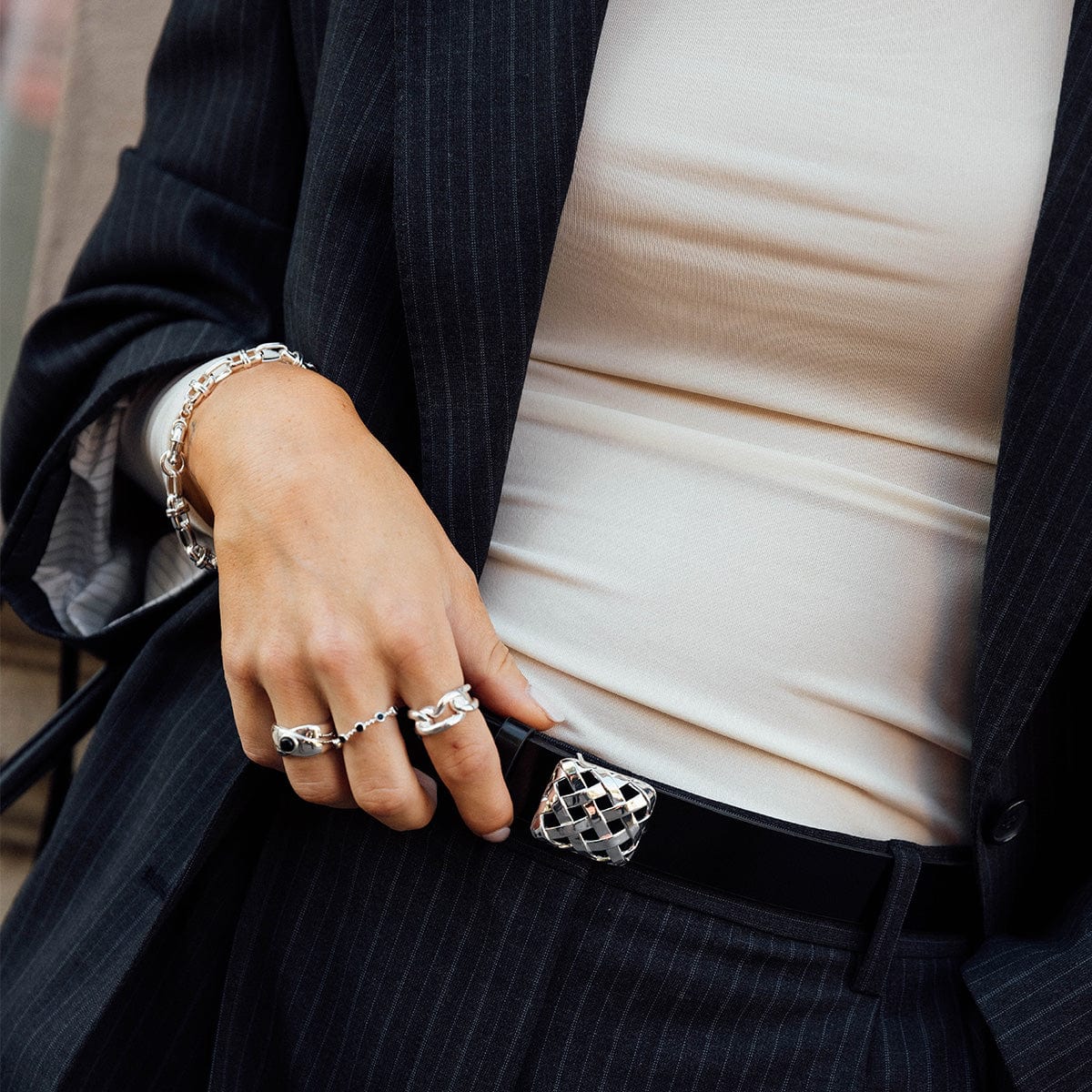 Polly Black Onyx Bobble Ring Sterling Silver