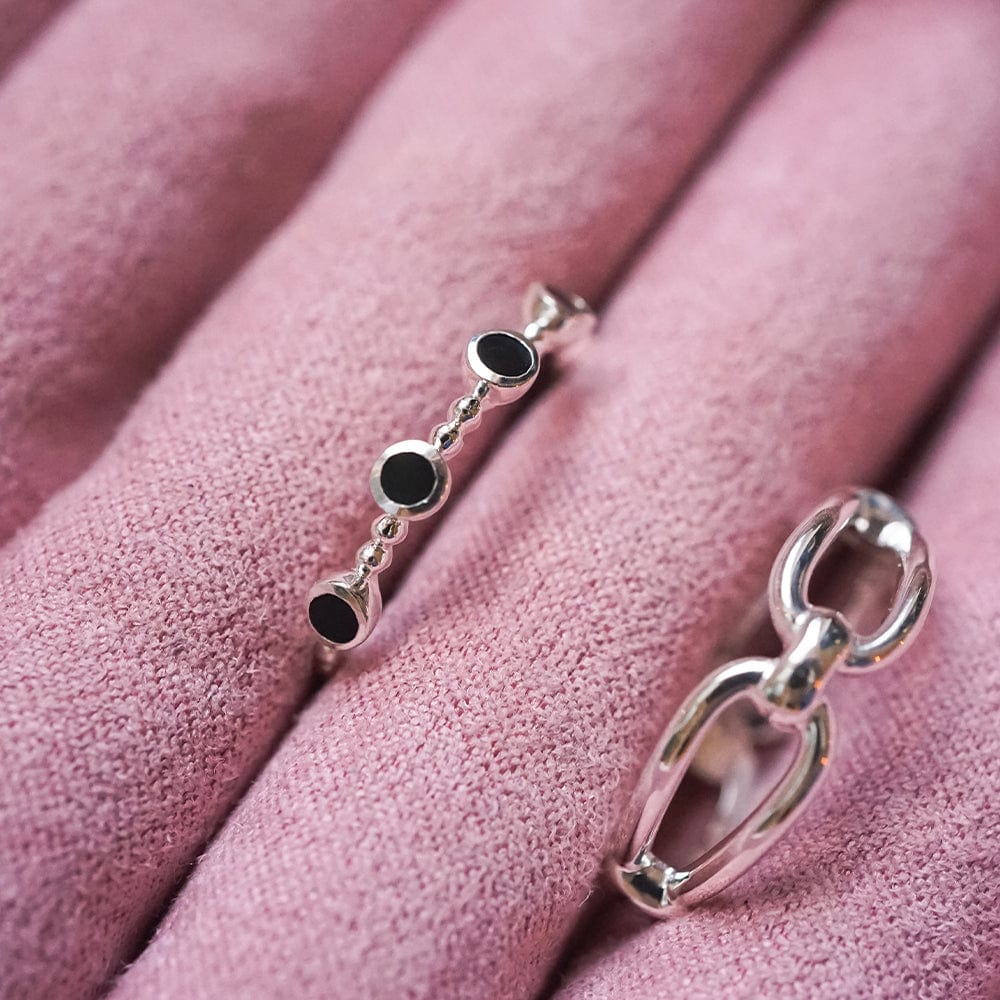 Polly Black Onyx Bobble Ring Sterling Silver