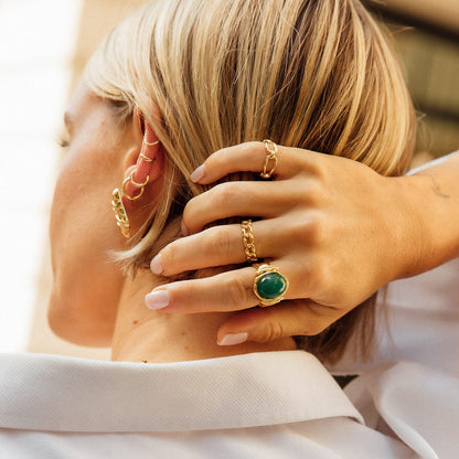 Polly Chunky Gemstone Ring 18ct Gold Plate