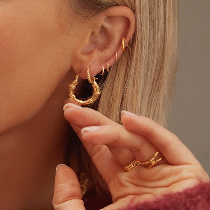 Polly Chunky Hoop Earrings 18ct Gold Plate