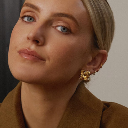 Polly Lattice Stud Earrings 18ct Gold Plate