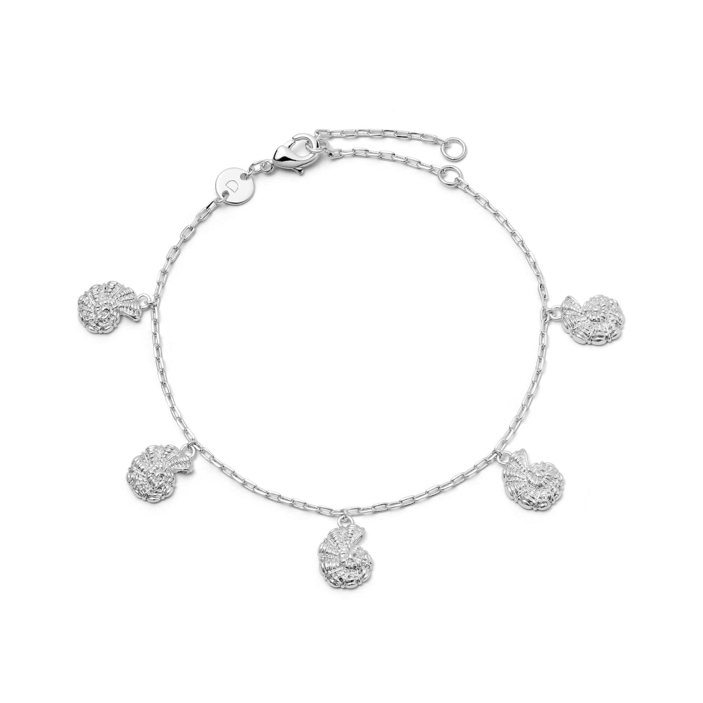Polly Shell Charm Bracelet Silver Plate
