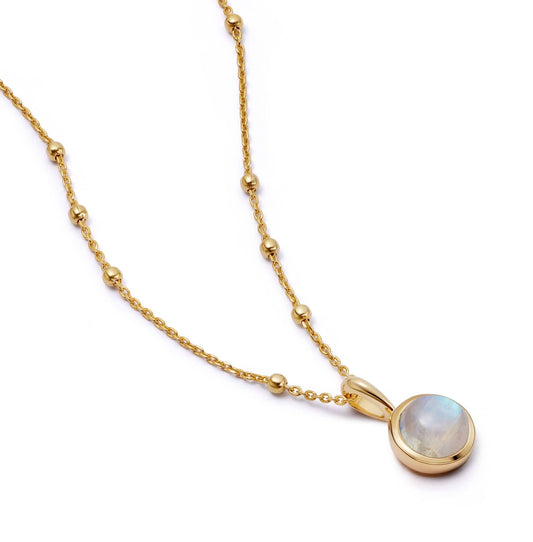 Rainbow Moonstone Healing Stone Necklace 18ct Gold Plate