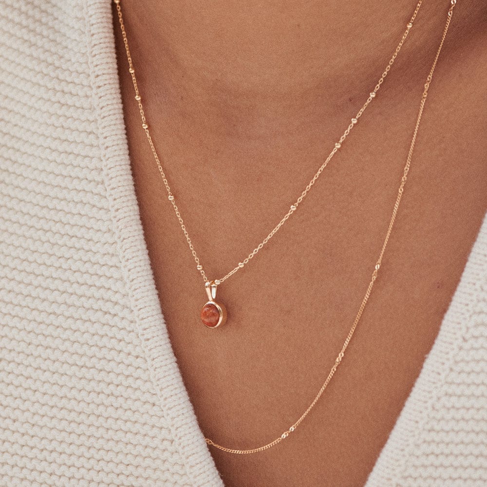 Red Coral Healing Stone Necklace 18ct Gold Plate