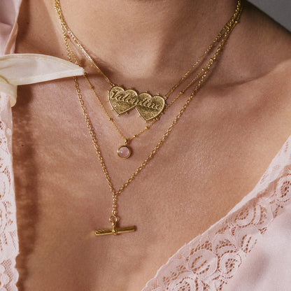 Rose Quartz Healing Stone Necklace 18ct Gold Plate