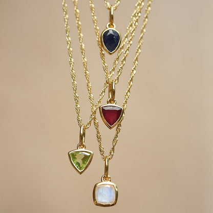 Ruby July Birthstone Charm Pendant 18ct Gold Plate