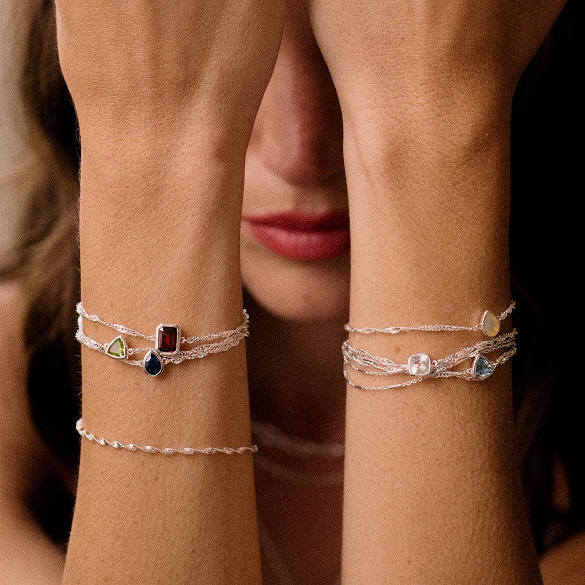 Sapphire September Birthstone Charm Bracelet Sterling Silver