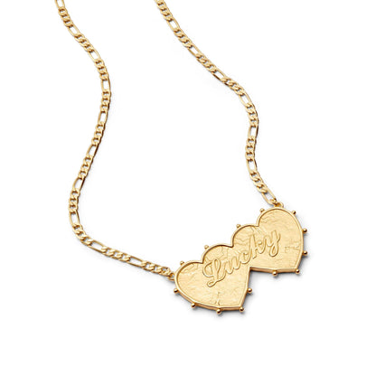Shrimps Double Heart Necklace 18ct Gold Plate