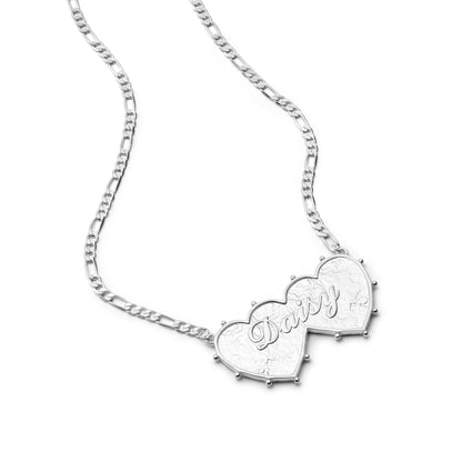 Shrimps Double Heart Necklace Silver Plate