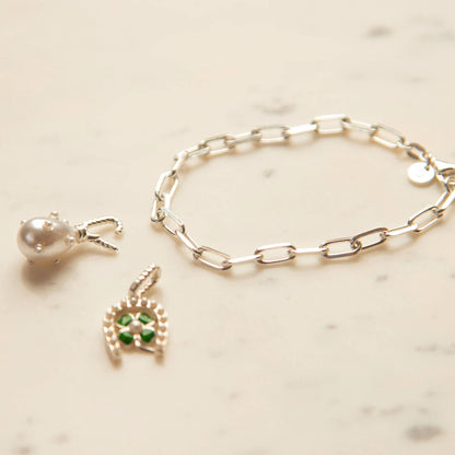 Shrimps Pearl Charm Bracelet Sterling Silver