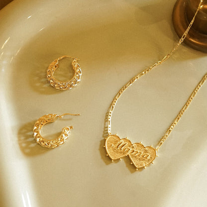Shrimps Woven Maxi Hoop Earrings 18ct Gold Plate