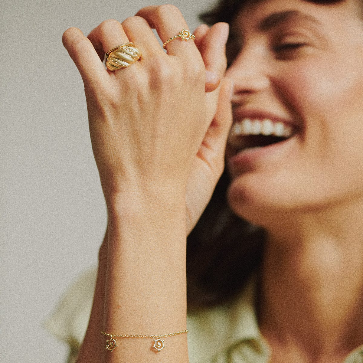 Spiral Sun Drop Bracelet 18ct Gold Plate