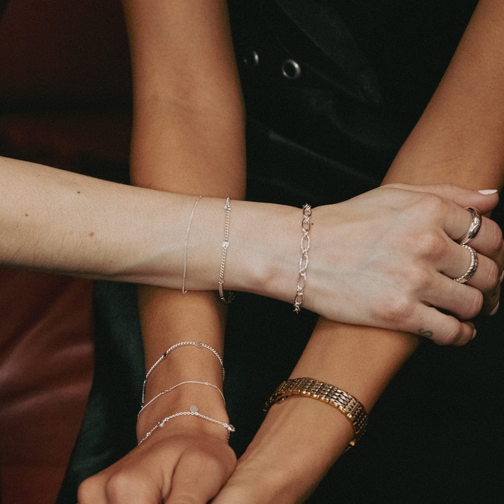 Estée Lalonde Sunburst Friendship Bracelet Stack Sterling Silver