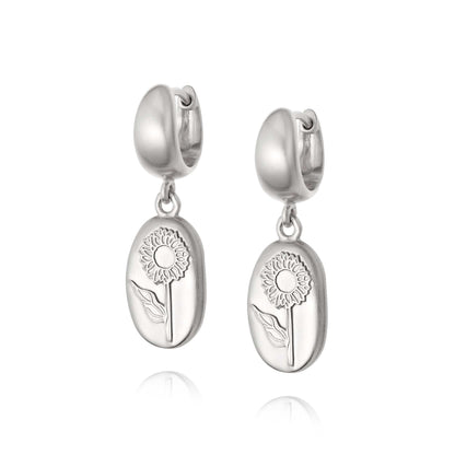 Sunflower Drop Earrings Sterling Silver