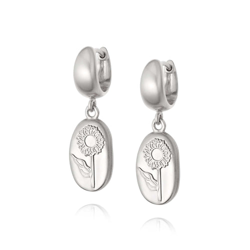 Sunflower Drop Earrings Sterling Silver