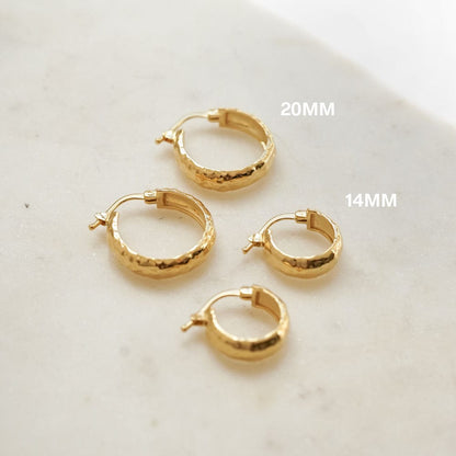 Textured Hoop Earrings 18ct Gold Plate