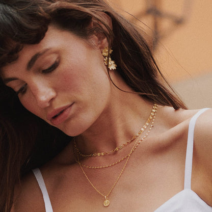 Textured Sunburst Chain Necklace 18ct Gold Plate