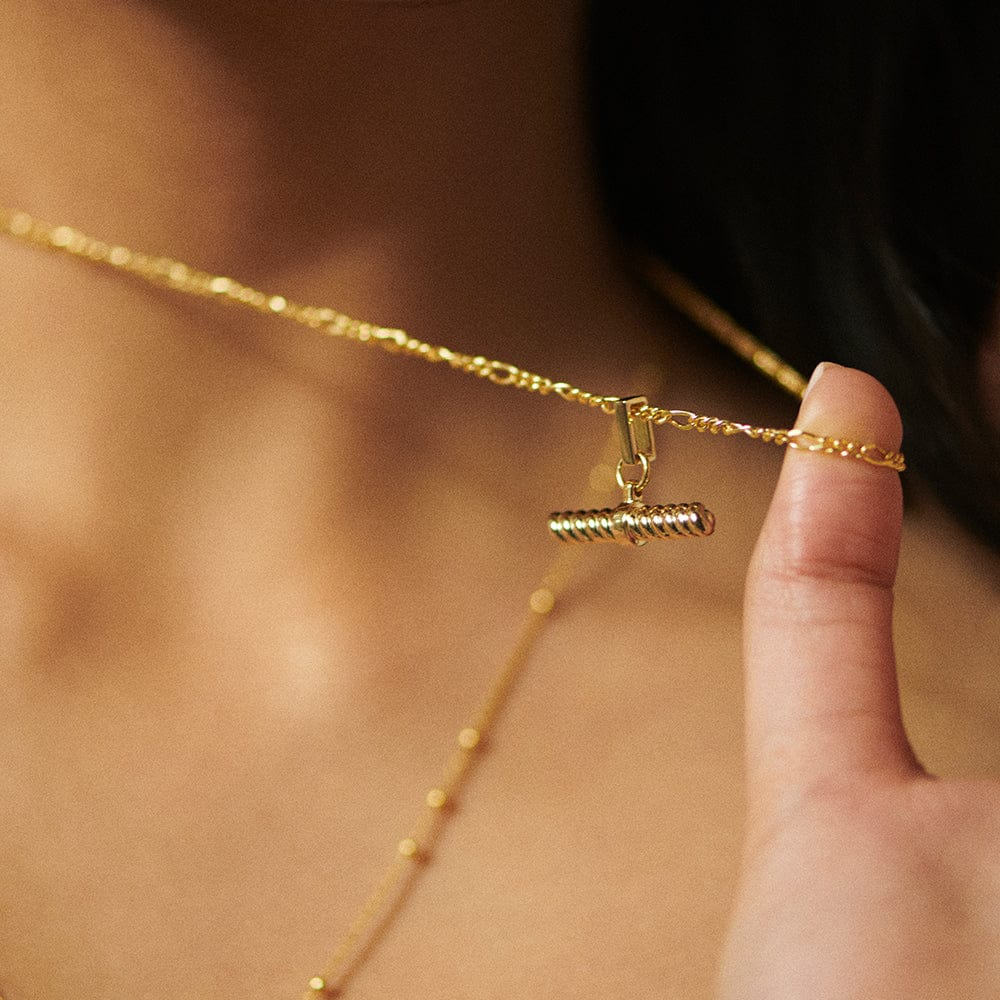 Rope T Bar Necklace 18ct Gold Plate